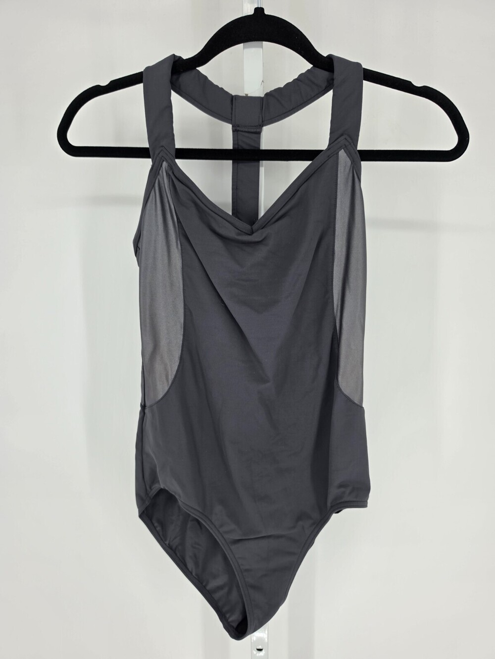 Capezio Dance Womens Sz XL Leotard Gray Silver Strappy Back